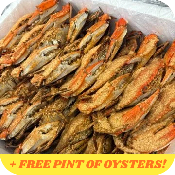 Maryland Large Male Blue Crabs (1/2 bushel) + FREE Pint of Oysters